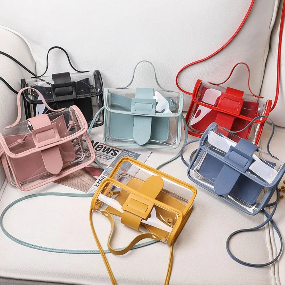 Small Women's Small Bag Transparent Jelly Candy Color Square Messager Bag Fashion Clutches PVC Shoulder Bag Crossbody Handbag