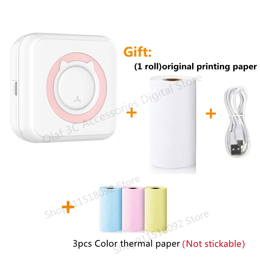 Meow Mini Label Printer Thermal Portable Printers Stickers Paper Inkless Wireless Impresora Portátil 200dpi Android IOS 57mm