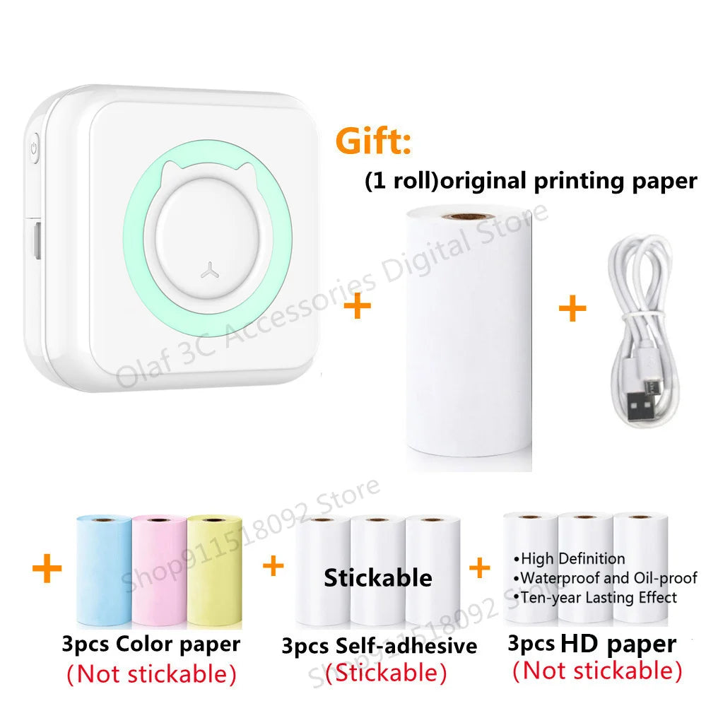 Meow Mini Label Printer Thermal Portable Printers Stickers Paper Inkless Wireless Impresora Portátil 200dpi Android IOS 57mm