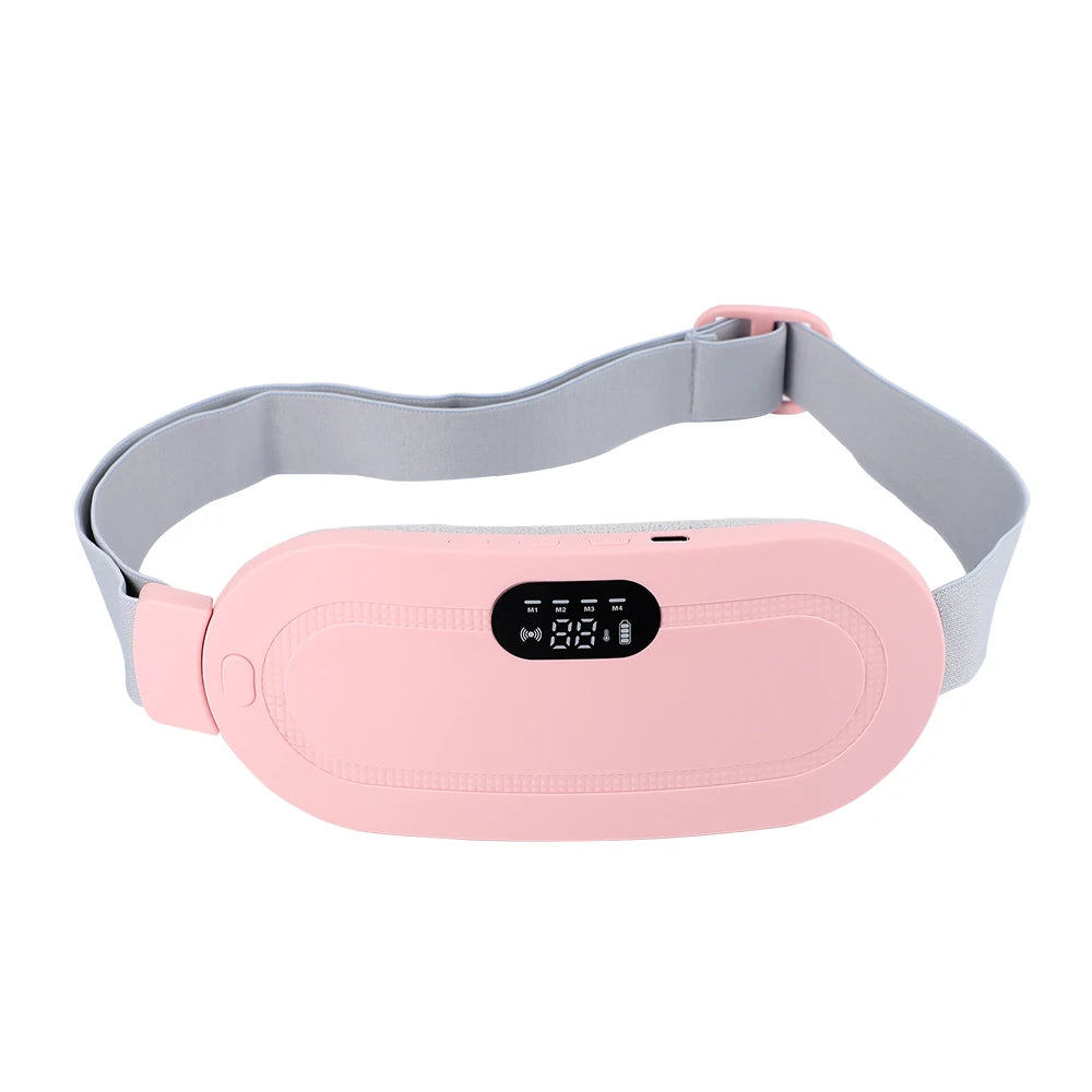 Electric Period Cramp Massager Vibrating Heating Period Pads Belt for Menstrual Colic Waist Stomach Abdominal Warm Palace Belt