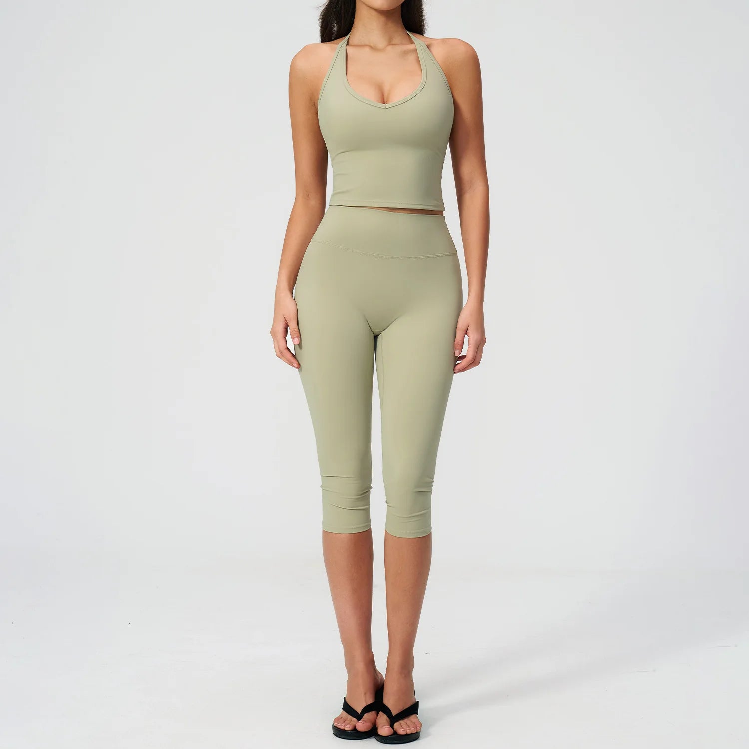 Yoga Set 2PCS Sports Set Short Sleeve Fitness Outfits Women Tracksuit Workout Clothes Running Capri Pants Gym Suit Athletic Wear