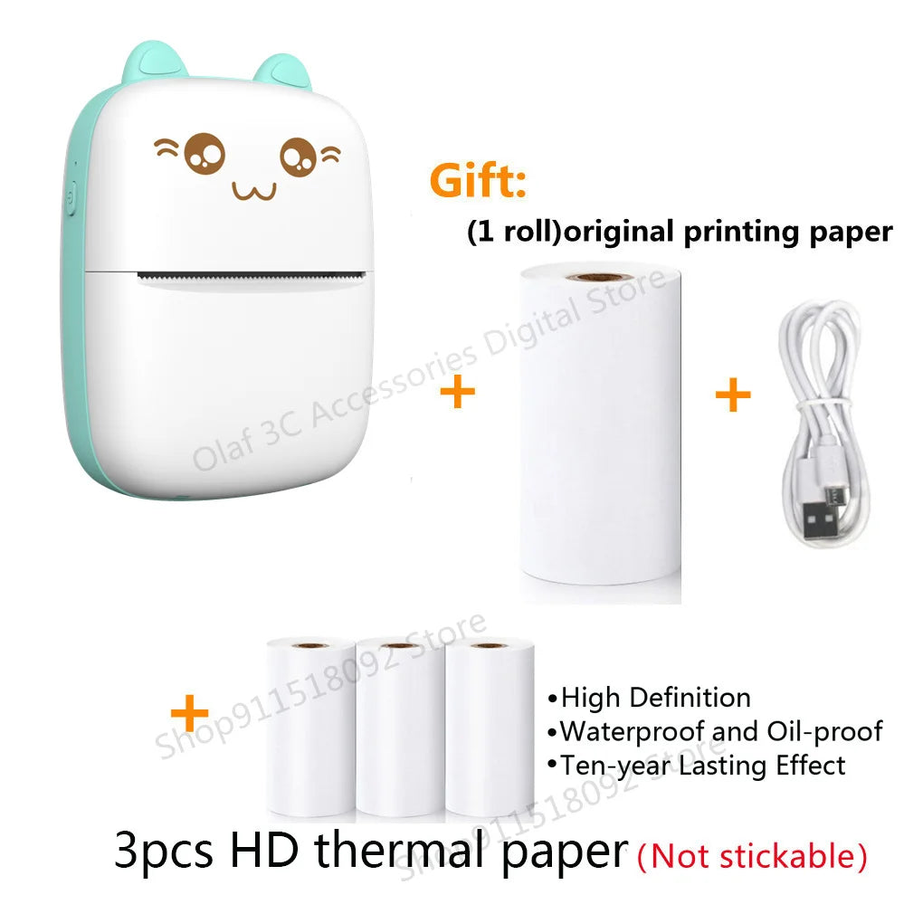 Meow Mini Label Printer Thermal Portable Printers Stickers Paper Inkless Wireless Impresora Portátil 200dpi Android IOS 57mm