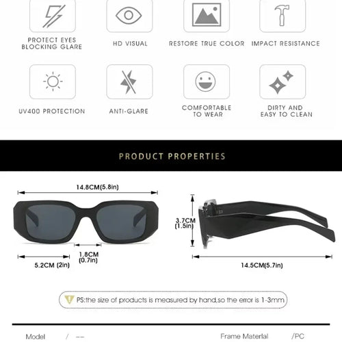 1pc 2026 Trendy Square Sunglasses for Men & Women, UV Protection, Polarized Lens, Fashion Designer Shades, Classic Frame