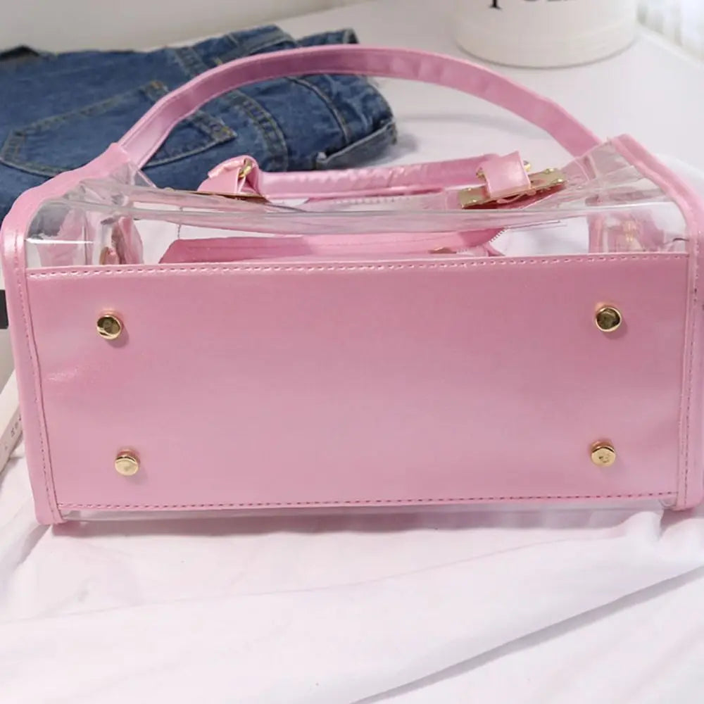 Fashion Clear Crossbody Bag Adjustable Strap Large Capacity Transparent Jelly Bag PVC Square Handbag Summer