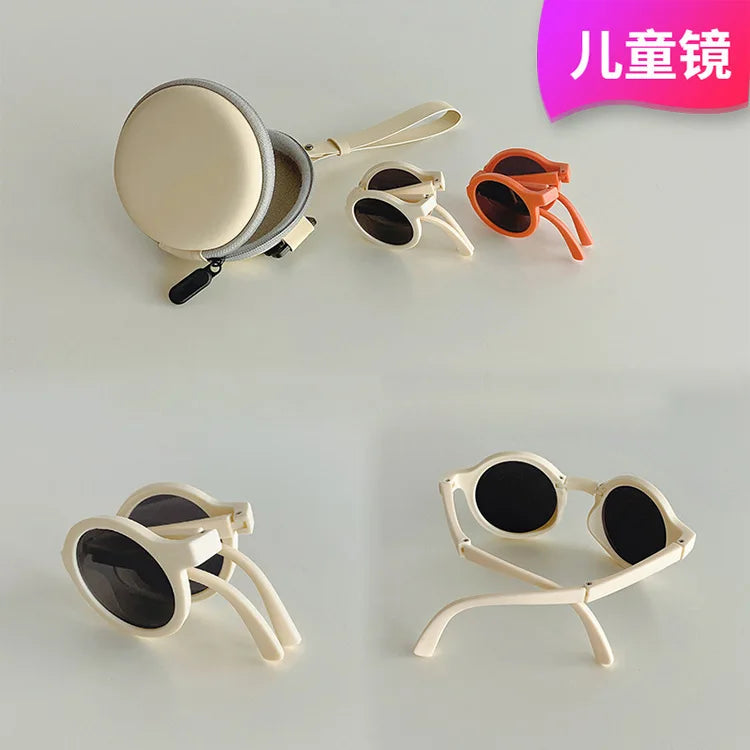 Foldable Kids Sunglasses Girls Boy Children Sun Glasses Round Street Beat Eyeglasses Cute Baby Shades Eyewears