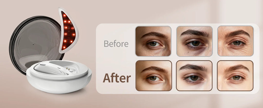 EMS Redlight Eye Massage and Stainless Steel Cooling Eye Pad Eyes Beauty Device for Puffy Eyes Reduce Bags & Dark Circles
