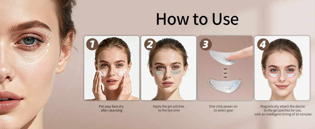 EMS Redlight Eye Massage and Stainless Steel Cooling Eye Pad Eyes Beauty Device for Puffy Eyes Reduce Bags & Dark Circles
