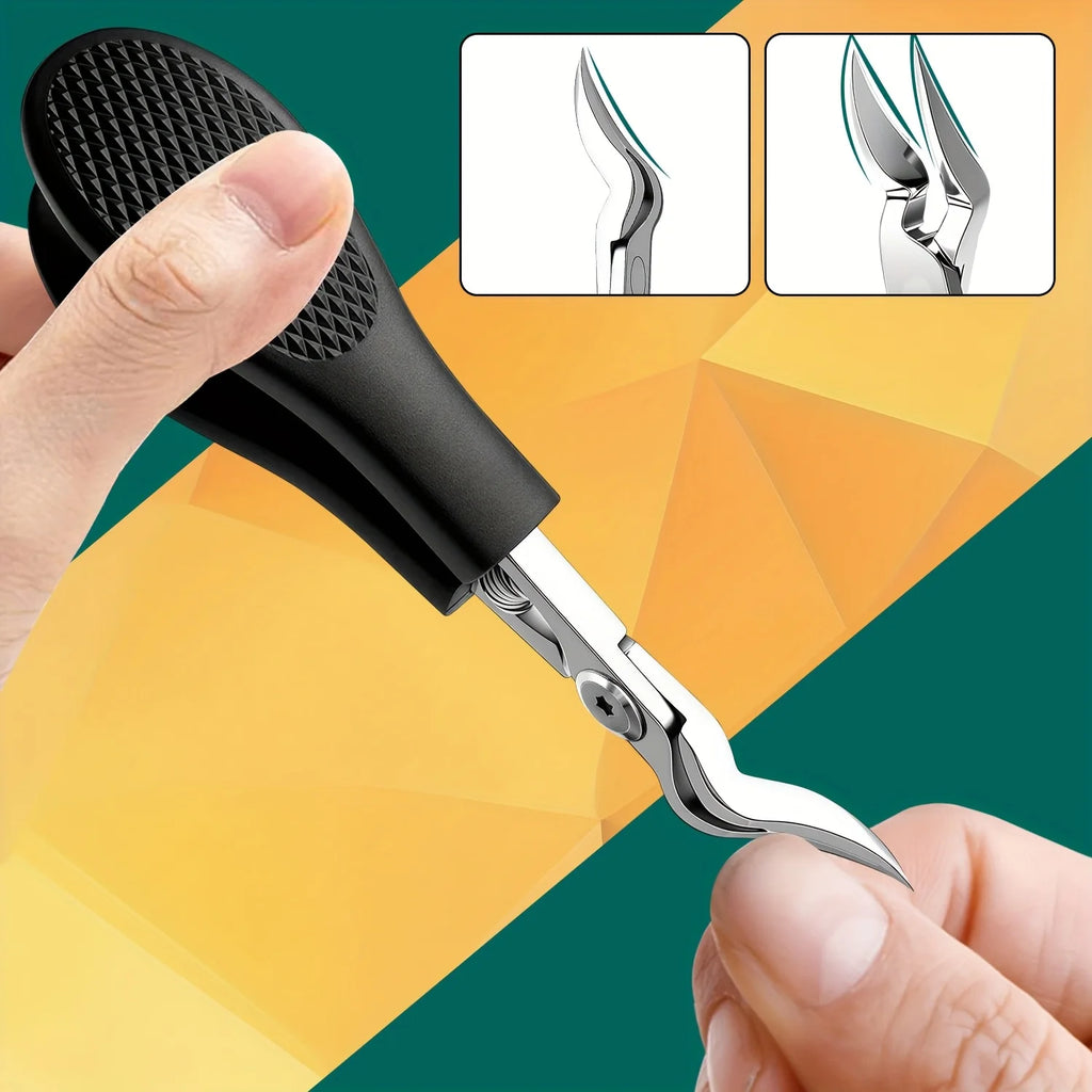 Heavy-Duty Stainless Steel Nail Clipper, Thick Toenail & Fingernail Clipper for Adults, Professional-Grade Curved Blade