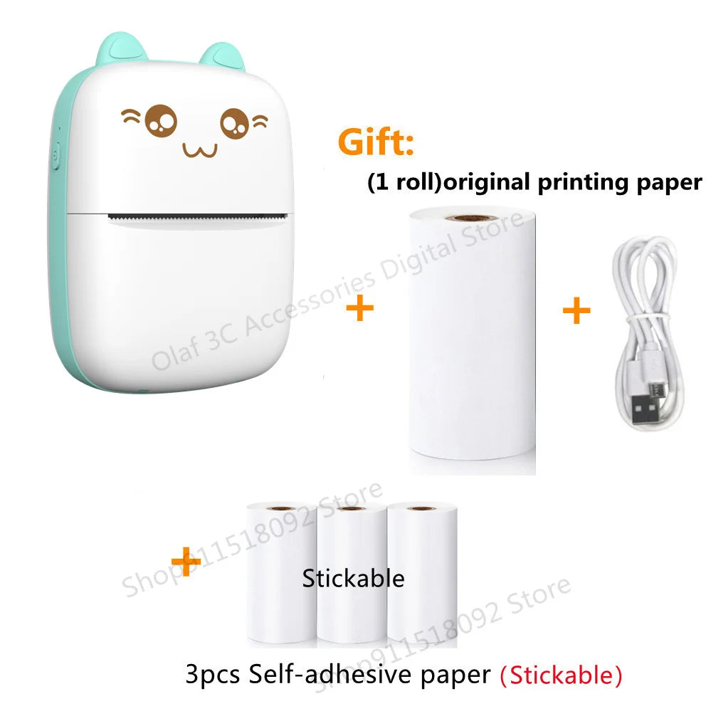 Meow Mini Label Printer Thermal Portable Printers Stickers Paper Inkless Wireless Impresora Portátil 200dpi Android IOS 57mm