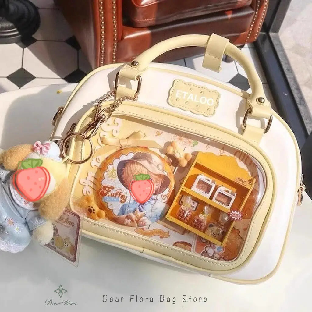 New Y2K Cute Ita Backpack Comic Exhibition Crossbody Bag Lolita Girl Transparent Cosplay Shoulder Bag DIY Badge Display Handbags