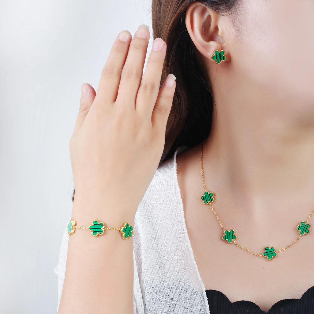Classic Luxury Stainless Steel Clover Bracelet Adjustable Five Leaf Flower Bangle Fashion Party Jewelry Gifts for Women