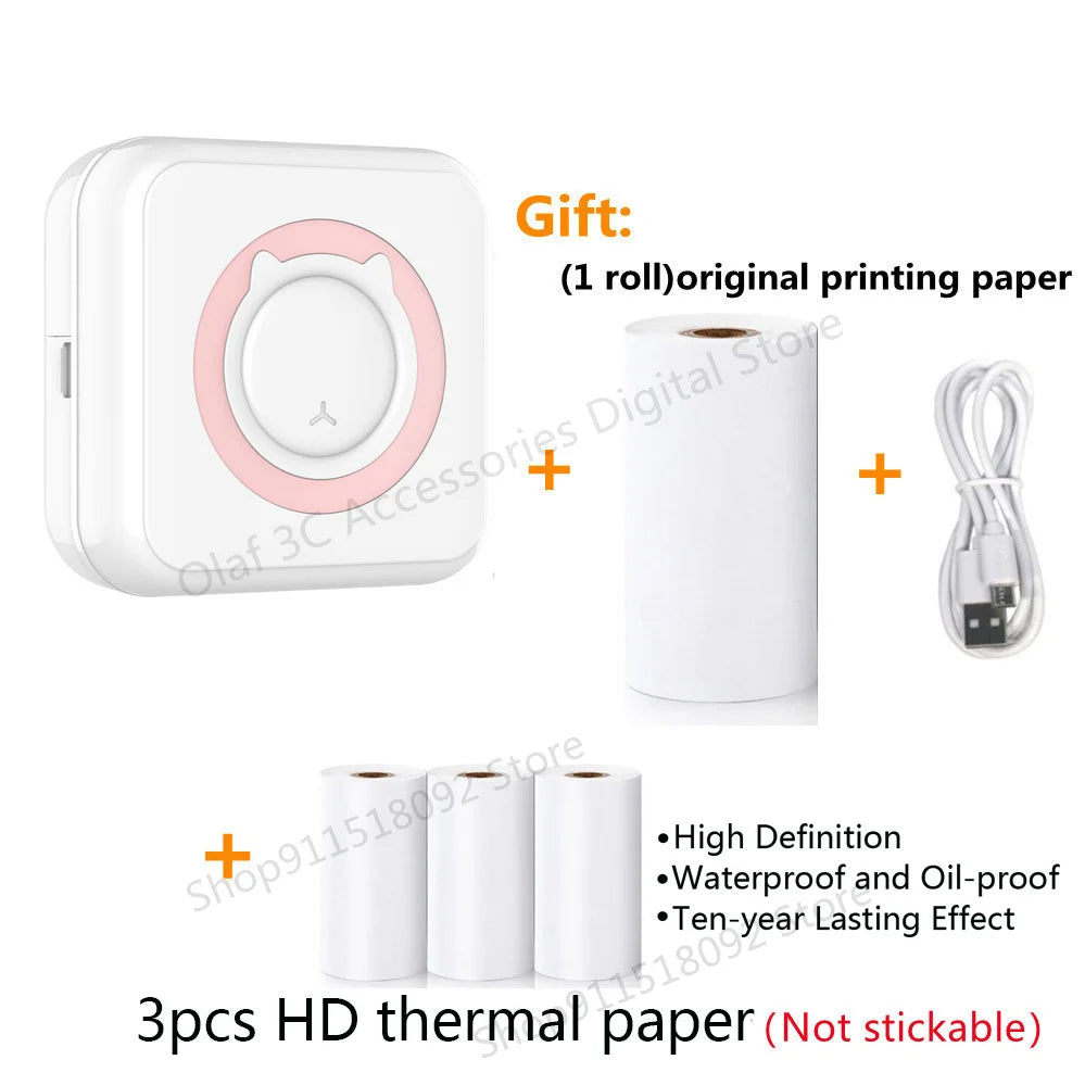 Meow Mini Label Printer Thermal Portable Printers Stickers Paper Inkless Wireless Impresora Portátil 200dpi Android IOS 57mm