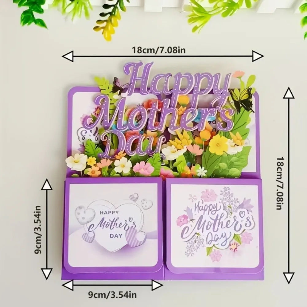 Surprise Flower 3D Mother's Day Card Best Wishes Butterfly Mom Greeting Card Gifts Creative Flower Pop Up Card Mother's Day Gift