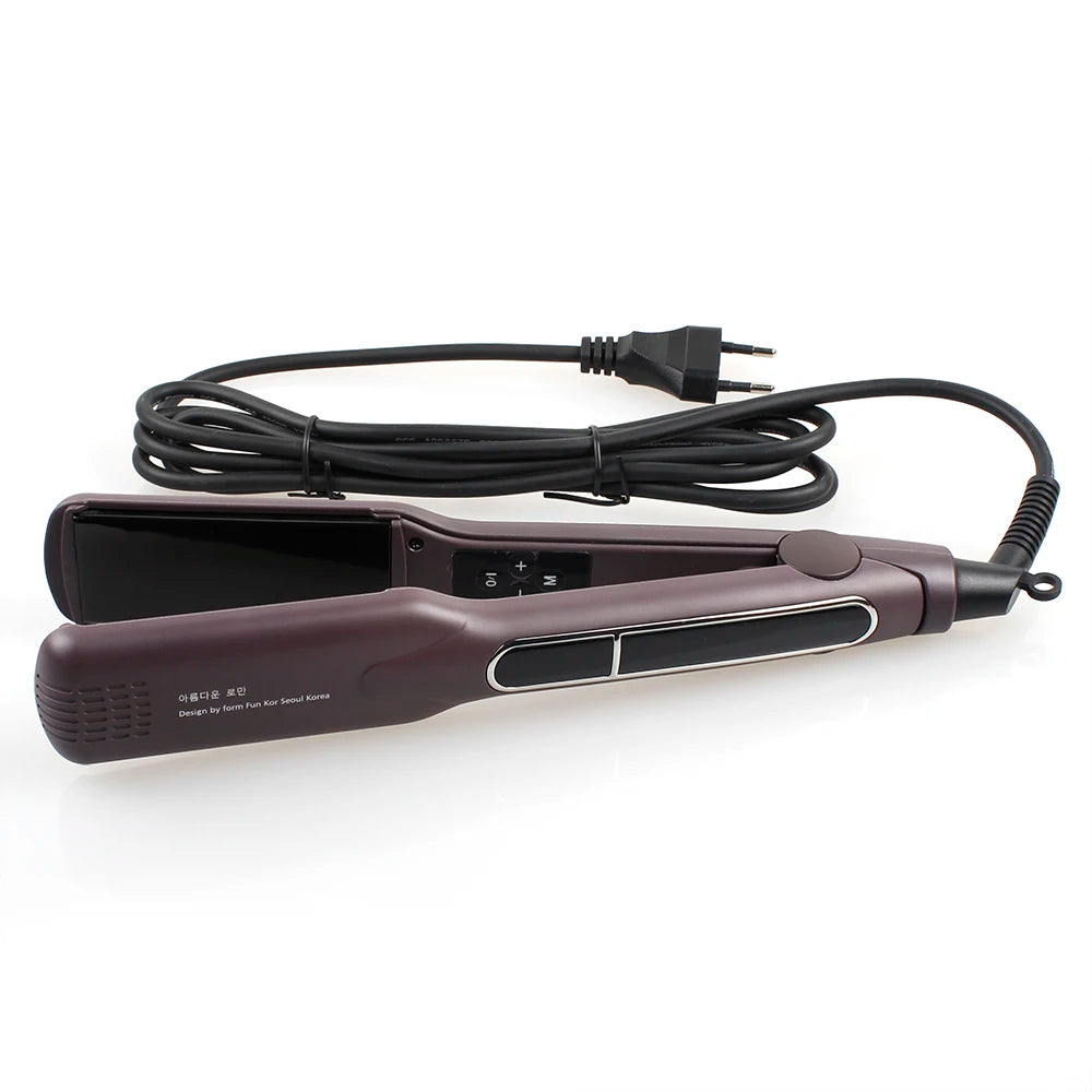 Korean Hair Straightener Keratin Treatment Floating Wide Plate Ceramic Flat Iron Dual Voltage Hair Curling Iron Salon Styler