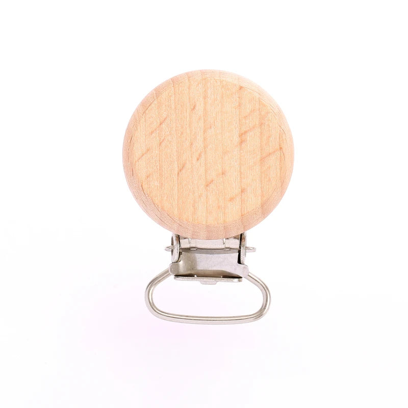 10Pcs Wooden Baby Pacifier Holder Metal Clip Beech Baby Pacifier Clips Chain Accessories Wooden Teether Toy BPA Free