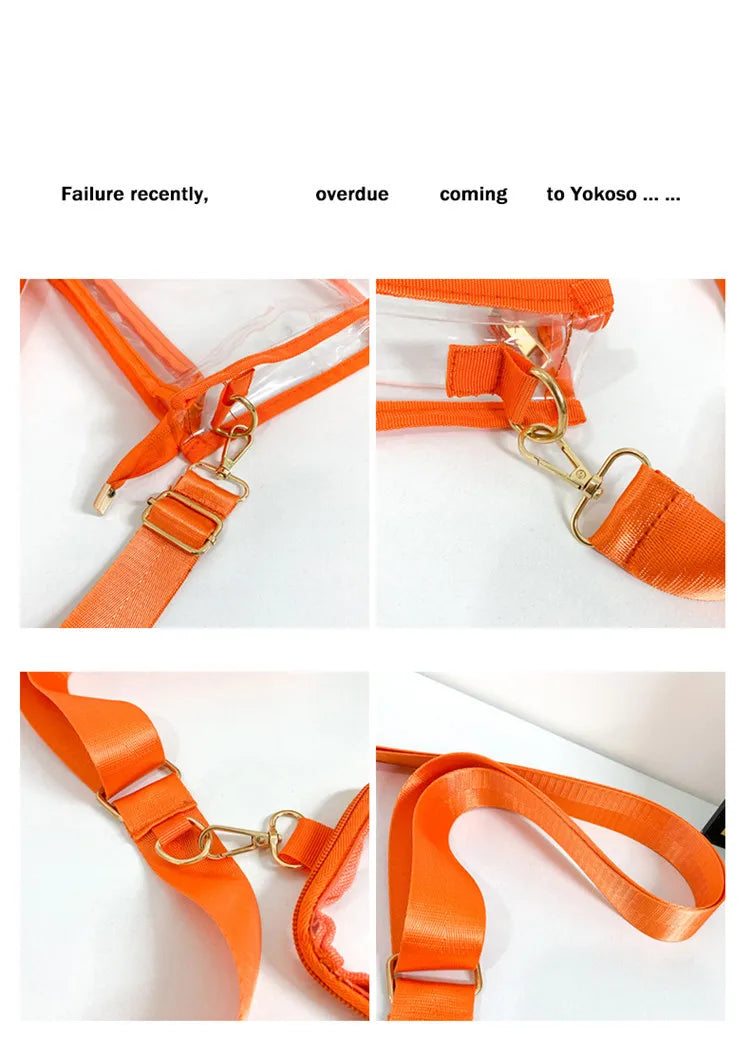 PVC Transparent Shoulder Bag 2 IN 1 Adjustable Shoulder Straps Casual Clear Crossbody Bag Fashion Couple Bag for Boys & Girls