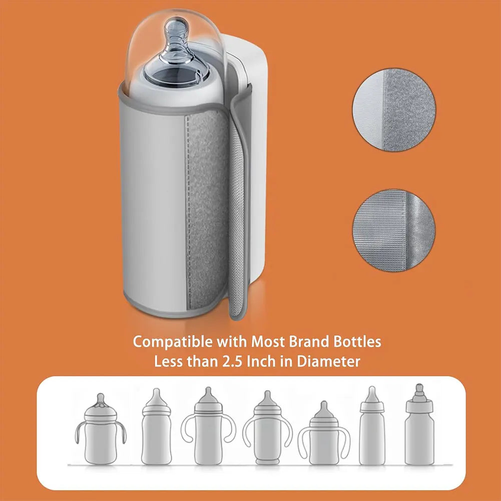 Portable Bottle Warmer Rechargeable Cordless Milk Warmer with Temperature Control Baby Bottle Warmer for Feeding Accessory