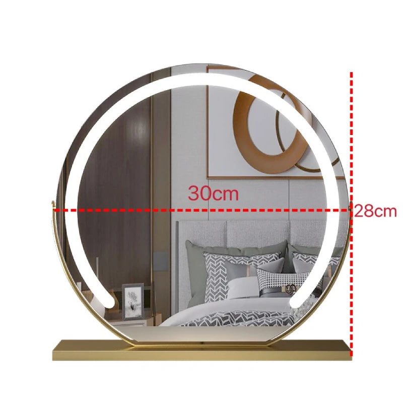 Vanity Mirror with Lights LED Makeup Mirrors Tabletop Smart Touch Control 3 Colors Dimmable Mirror Gifts for Teen Girls Dorms