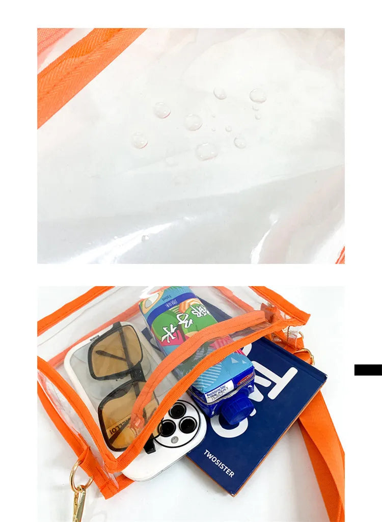 PVC Transparent Shoulder Bag 2 IN 1 Adjustable Shoulder Straps Casual Clear Crossbody Bag Fashion Couple Bag for Boys & Girls