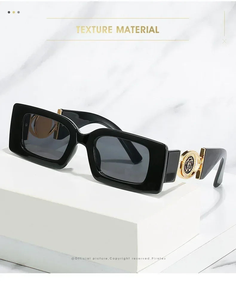 2026 New Retro Square Sunglasses for Women Men Flower Decoration Fashion Ladies Sun Glasses Ins Hot Shading Eyewear UV400