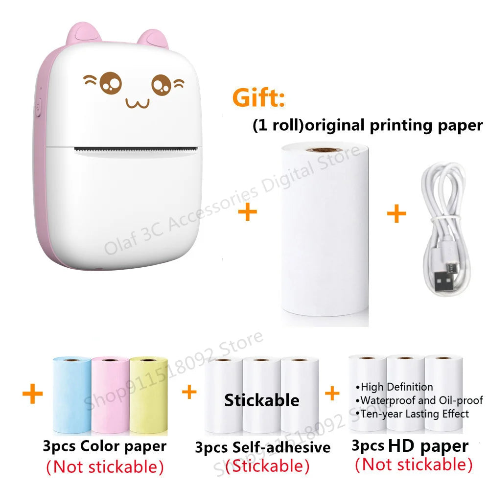 Meow Mini Label Printer Thermal Portable Printers Stickers Paper Inkless Wireless Impresora Portátil 200dpi Android IOS 57mm