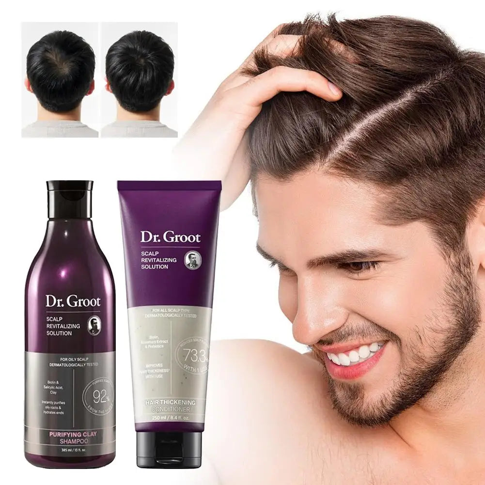 Dr. Groot Scalp Revitalizing Solution Hair Care Set Korean Brand 385ml Purifying Clay Shampoo 250ml Hair Thickening Conditioner