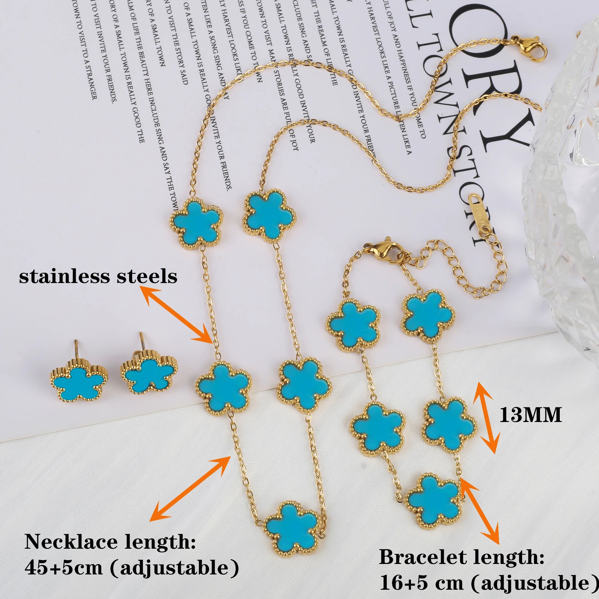Classic Luxury Stainless Steel Clover Bracelet Adjustable Five Leaf Flower Bangle Fashion Party Jewelry Gifts for Women