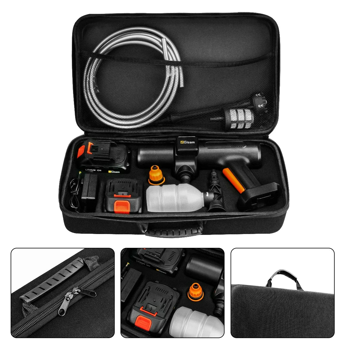 Gisam 200Bar Brushless Electric High Pressure Washer 6IN1 Car Wash Water Gun Garden Spray Gun Power Tool for Makita 18V Battery