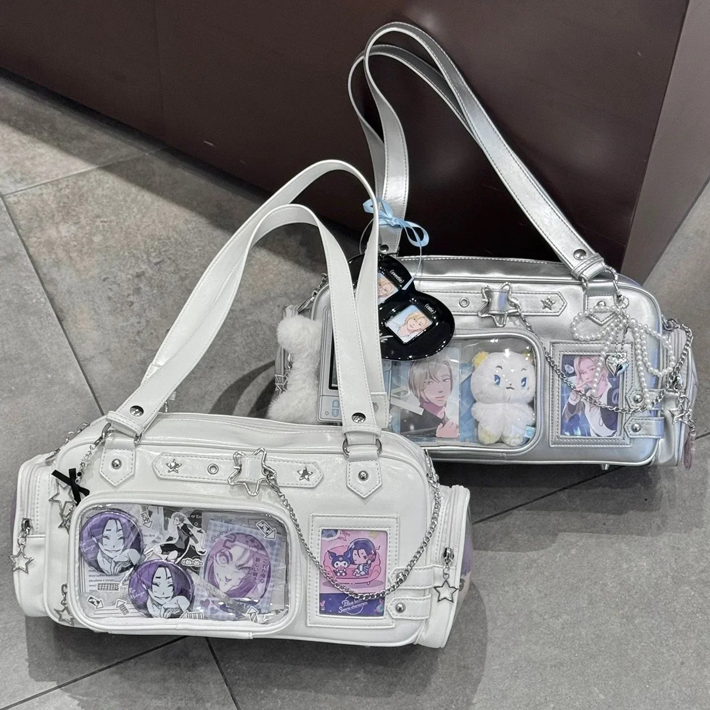 Star Chain Y2k Harajuku Shoulder Itabag Blue Lolita Girl Pain Bags Transparent Japanese Crossbody Bag New Concert Korean Handbag
