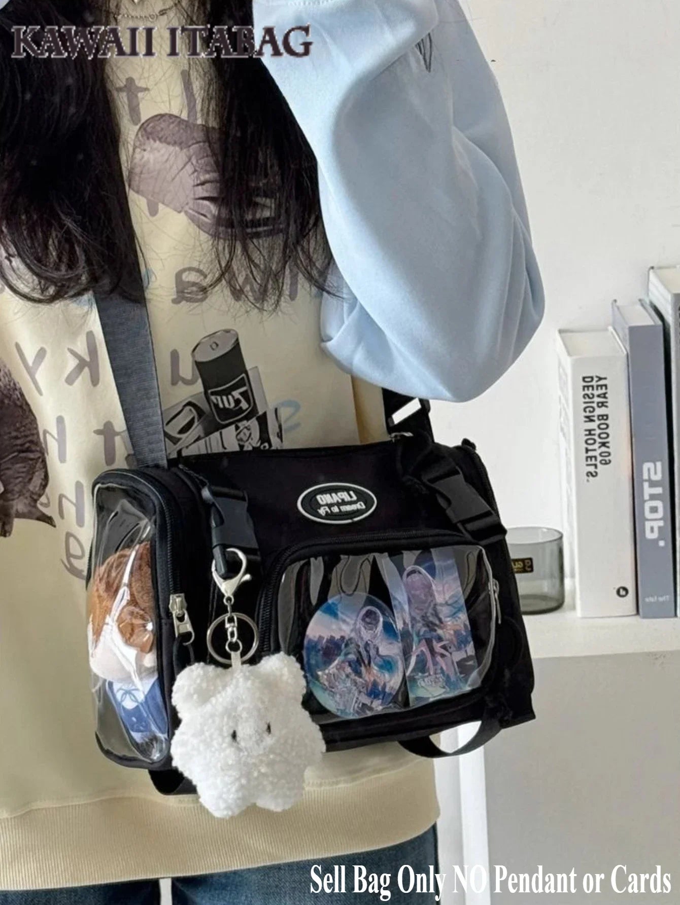 Y2K Fashion Clear Transparent Crossbody Bag Women Multipocket Itabag Summer Bucket Shoulder Bag for Students