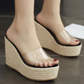 Summer PVC Jelly Sandals Casual Sexy Wedges Slippers 11.5CM/15CM Women's High heels shoes Comfortable Slippers Large Size 34-40