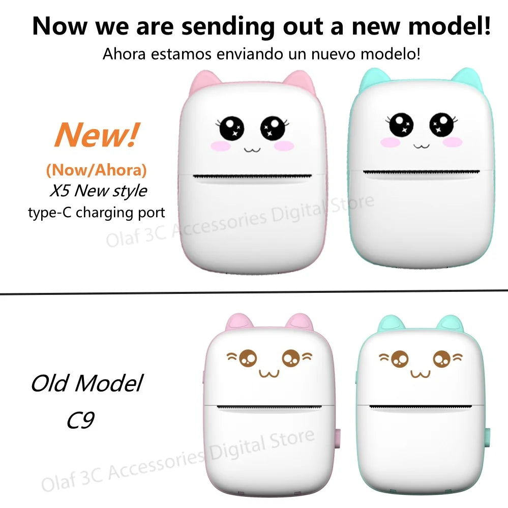 Meow Mini Label Printer Thermal Portable Printers Stickers Paper Inkless Wireless Impresora Portátil 200dpi Android IOS 57mm