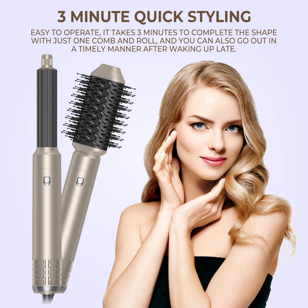 6 In1 Hair Dryer Hot Comb Set Multifunctional Electric Curling Iron Hair Straightener Comb Professional Barber Home Styling Tool