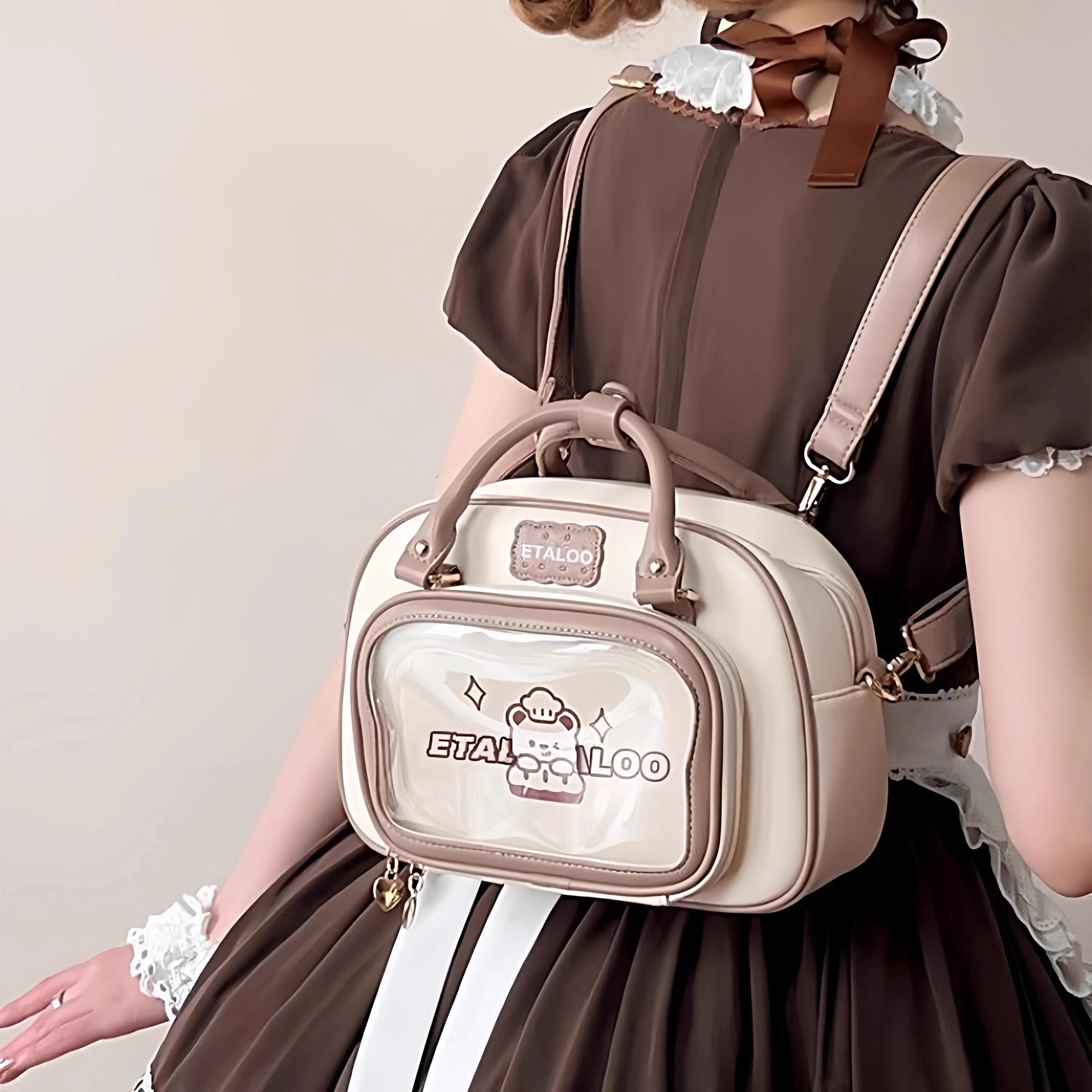 New Y2K Cute Ita Backpack Comic Exhibition Crossbody Bag Lolita Girl Transparent Cosplay Shoulder Bag DIY Badge Display Handbags