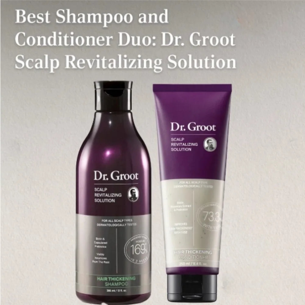 Dr. Groot Scalp Revitalizing Solution Hair Care Set Korean Brand 385ml Purifying Clay Shampoo 250ml Hair Thickening Conditioner