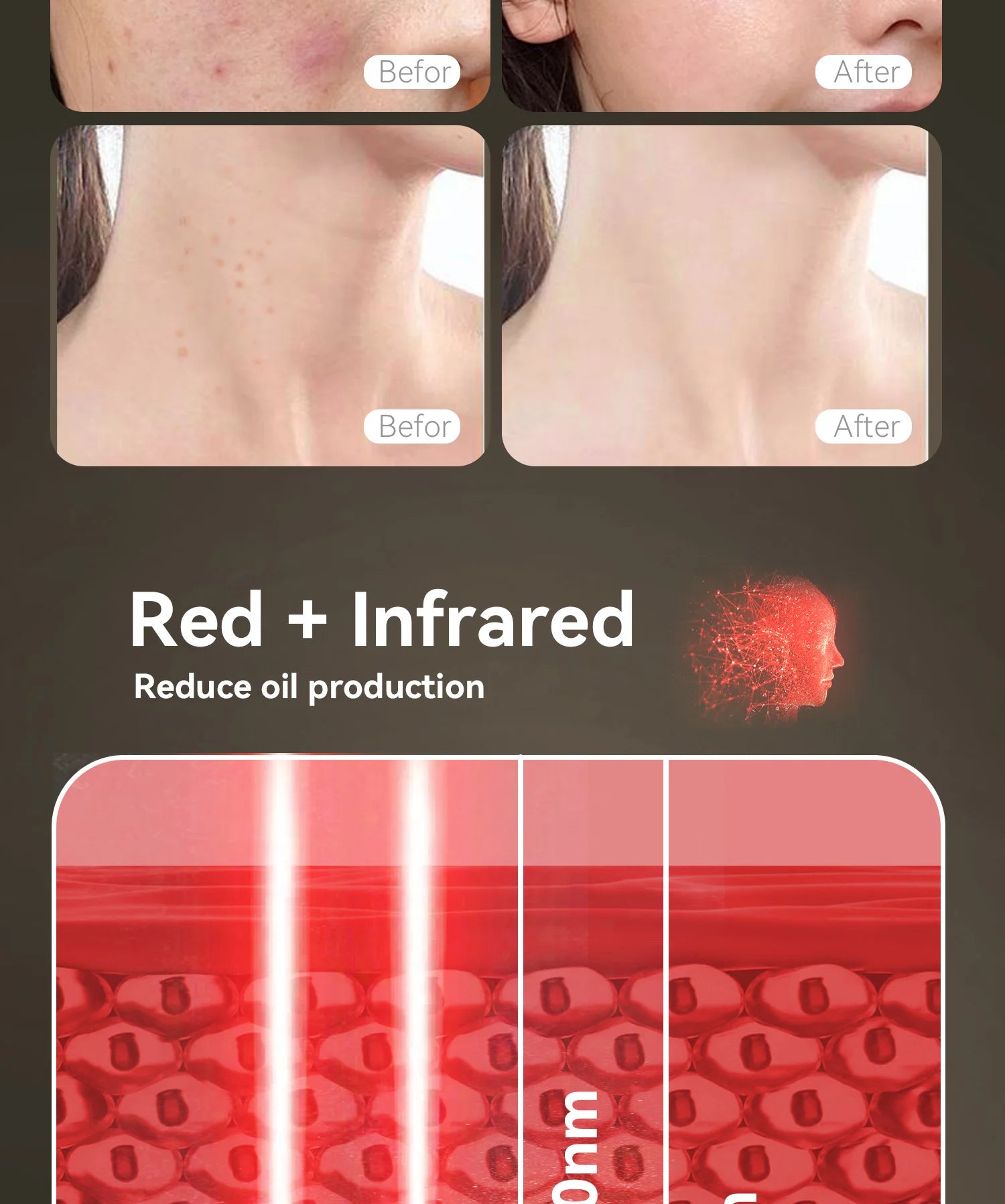 Hello Face Rechargeable Red Light Therapy Mask for Face & Neck  Infrared LED Mask Skincare Device for Glowing Skin