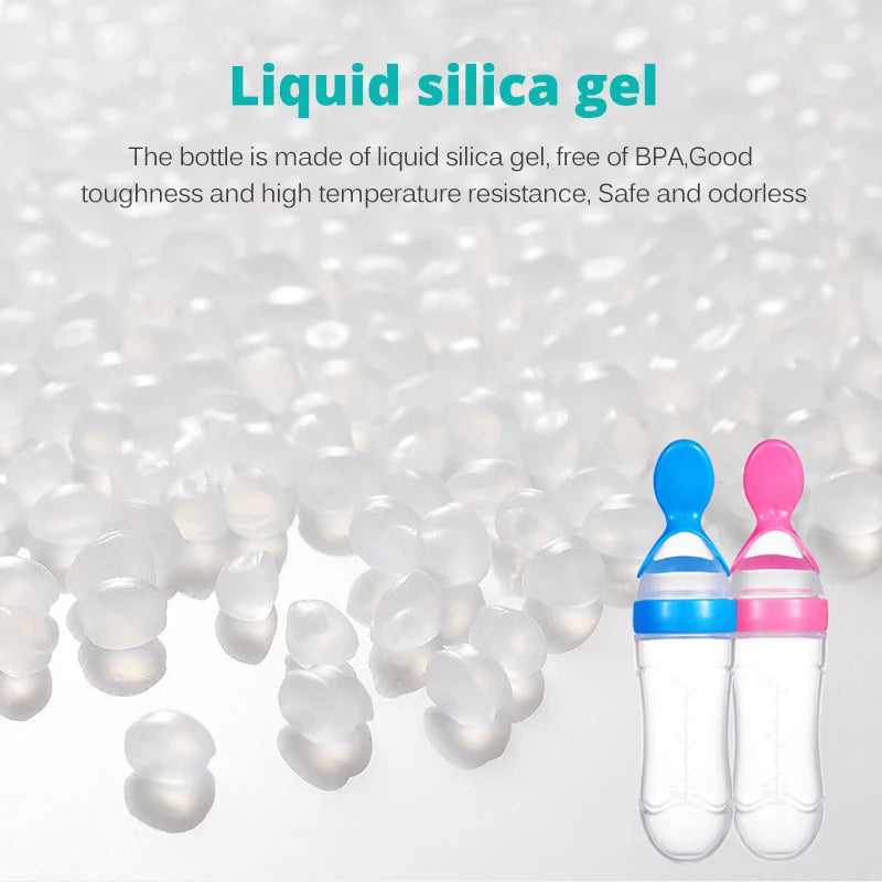 Safe Useful Silicone Baby Bottle with Spoon Food Supplement Rice Cereal Bottles Squeeze Spoon Milk Feeding Bottle Cup
