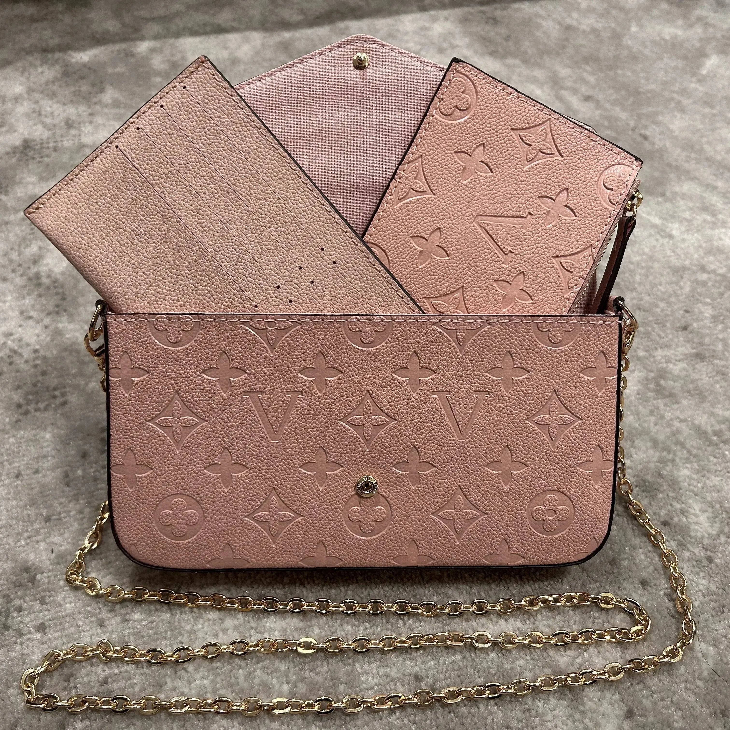 10A Bags 3/p Set Top Luxury Designer Wallet Shoulder Women Classic Flower Pochette Felicie Bag Leather Clutch Tote Messenger bag