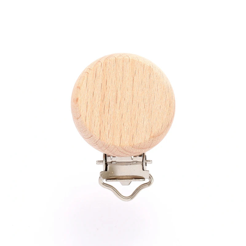 10Pcs Wooden Baby Pacifier Holder Metal Clip Beech Baby Pacifier Clips Chain Accessories Wooden Teether Toy BPA Free