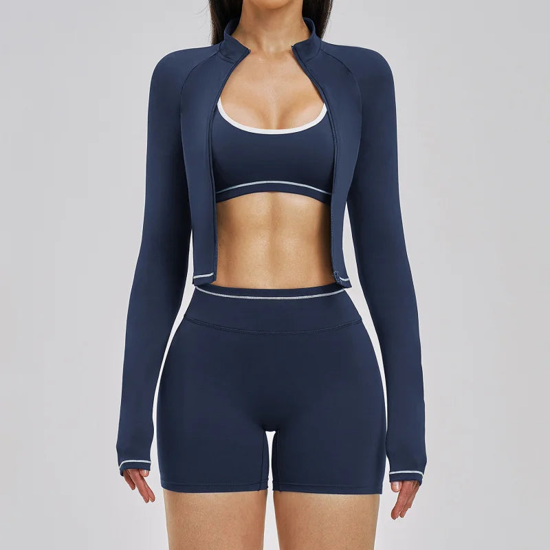 3PCS Sports Sets Woman Set Yoga Sexy Outfits Nude Feel Spring Summer Women's Gym Kit Female Fitness Clothing Outdoor Running