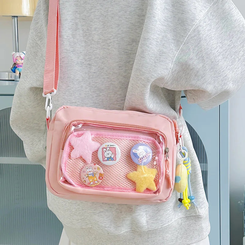 Japan and South Korea Cute Small Bag Female anime Pain Bag Pure Color Small Fresh Student Korean Simple Bag Crossbody Bag Female
