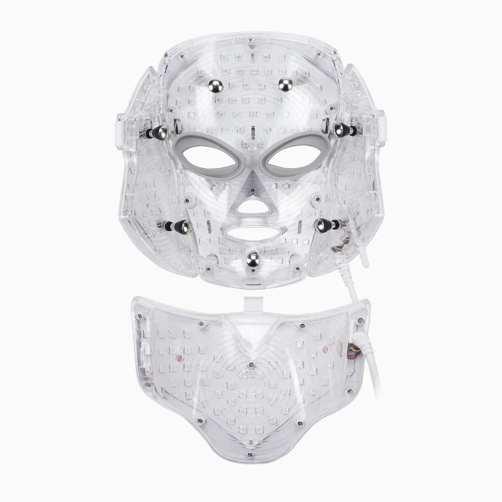 LED Facial Mask with Neck 7 Colors Light Therapy Red Light Facial Mask for Anti-Aging Photon Therapy Whitening Tightening