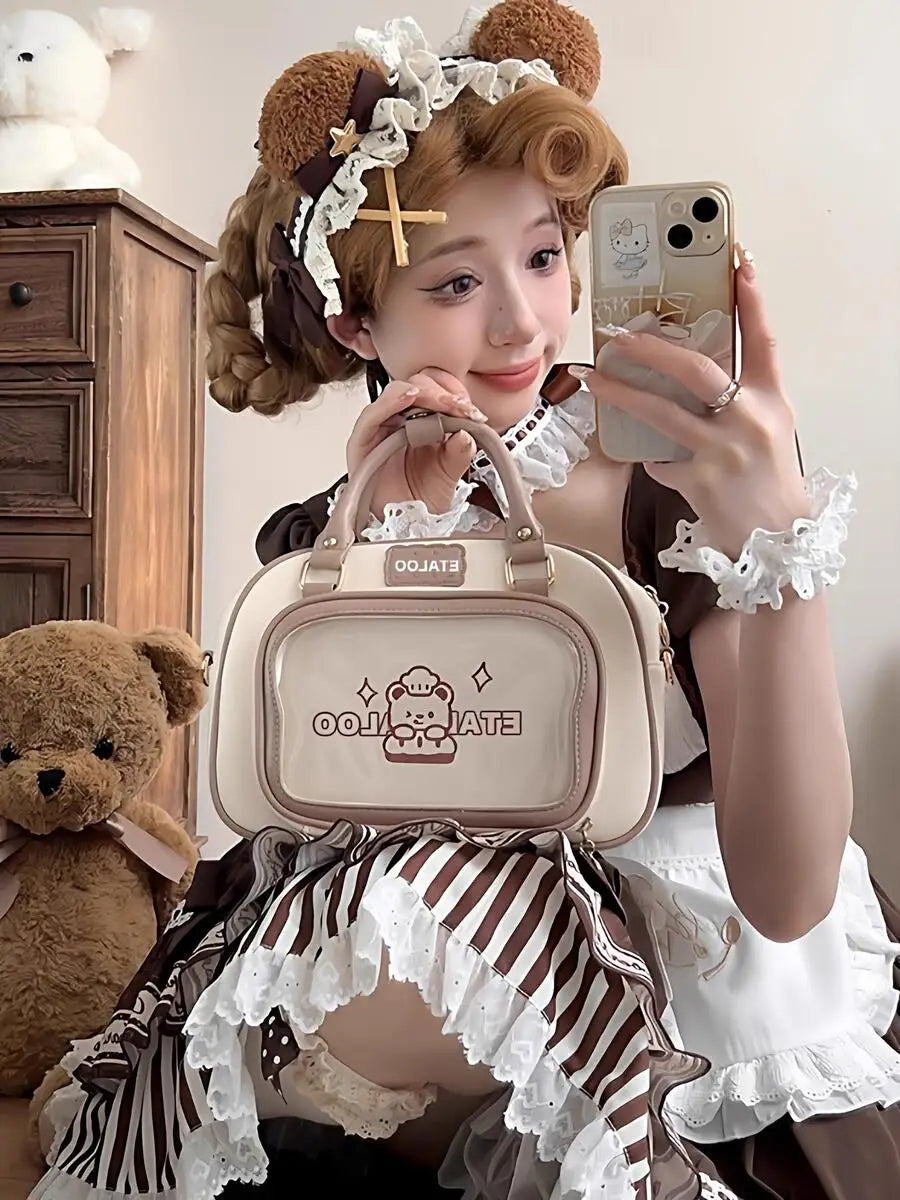 New Y2K Cute Ita Backpack Comic Exhibition Crossbody Bag Lolita Girl Transparent Cosplay Shoulder Bag DIY Badge Display Handbags