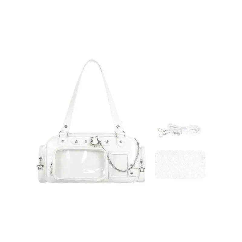 Star Chain Y2k Harajuku Shoulder Itabag Blue Lolita Girl Pain Bags Transparent Japanese Crossbody Bag New Concert Korean Handbag
