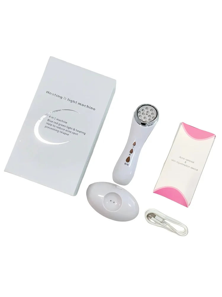 LED Light Facial Device for Home Use Red Blue Light Skin Care Beauty Machine with Warming Feature