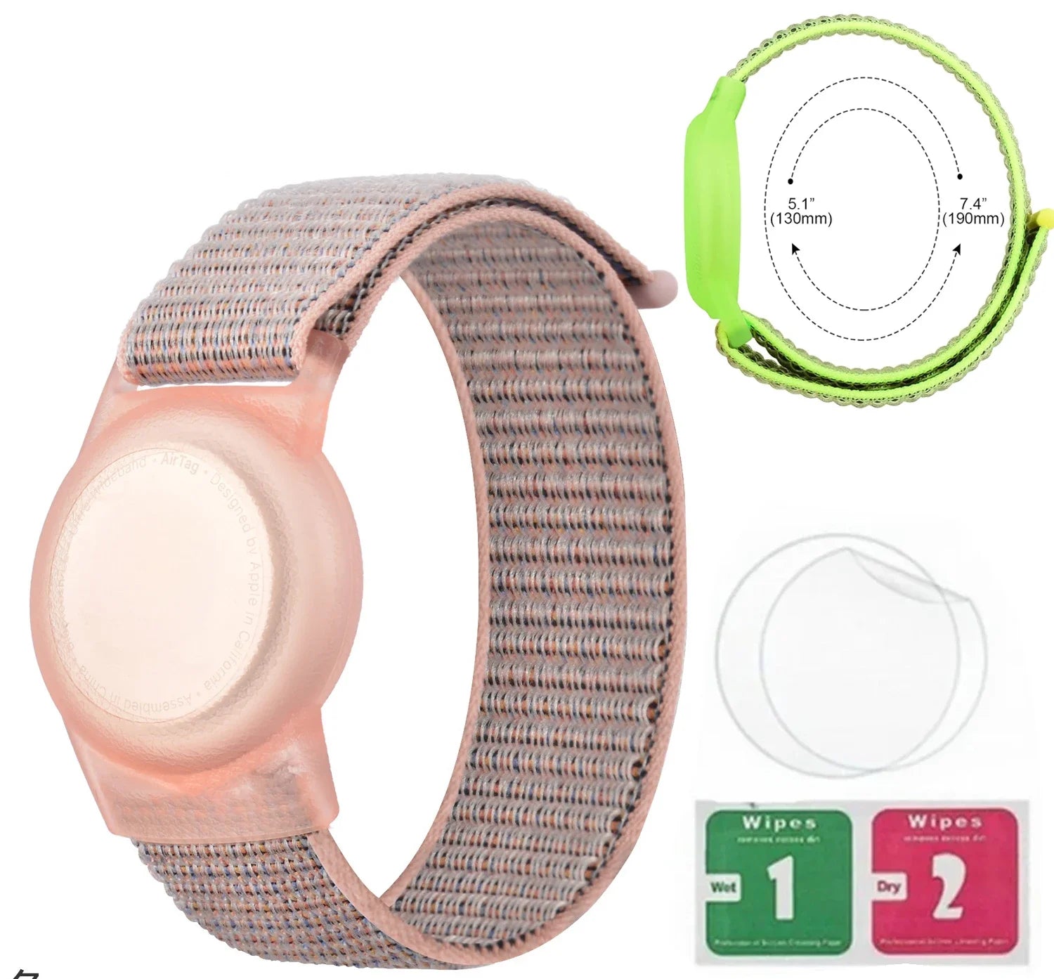 Waterproof Airtag Bracelet for Kids Soft Nylon Hidden Air Tag Wristband Full Cover Lightweight  Band for Toddler Child
