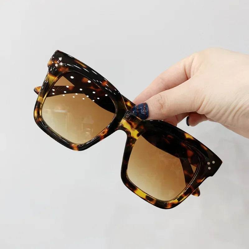 Oversized Square Sunglasses Woman Retro Black Driving Shades Eyewear Female Vintage Brand Designer Mirror Sun Glasses Oculos