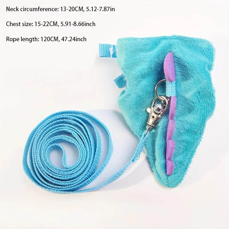 Ferret Lead Rope Vest Type Adjustable Pet Rope Cute Dinosaur Shape with Bell for Walking Mice