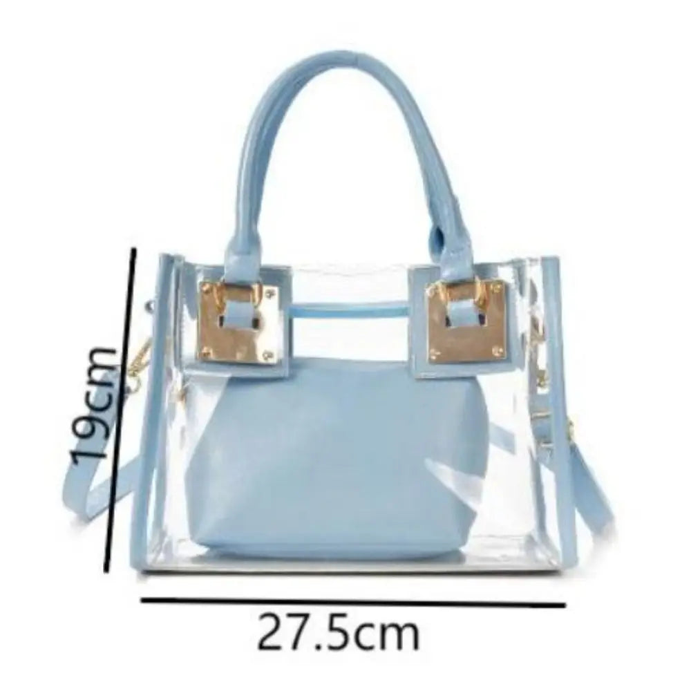 Fashion Clear Crossbody Bag Adjustable Strap Large Capacity Transparent Jelly Bag PVC Square Handbag Summer