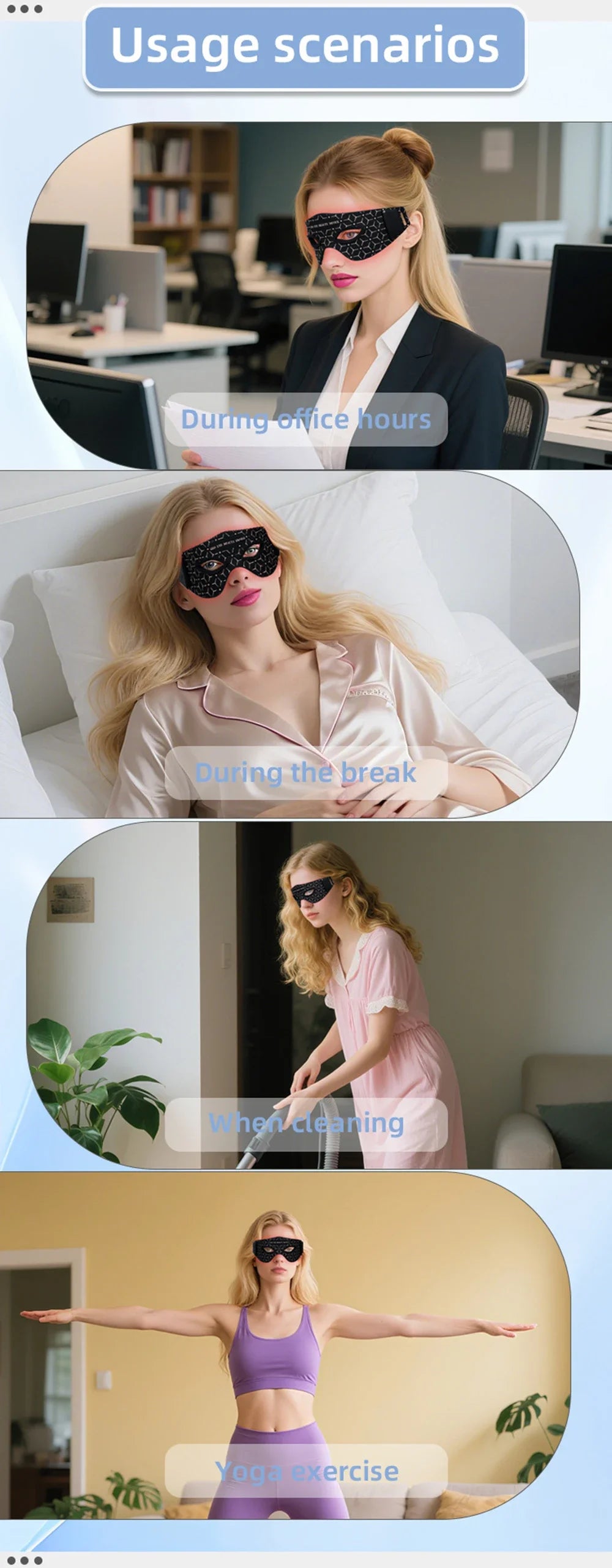 LED Eye Mask Eye Massager Beauty Care Device Eye Bags Remover Device 630NM 850NM Near Infrared Red Light Therapy Eye Mask Device